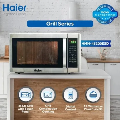 haier hmn 45200esd 45l grill microwave oven 2 shoppingjin.pk - Shopping Jin